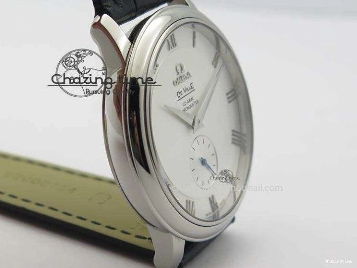 0205 Flexible De Ville MK 1:1 Best Edition SS White Dial On Black Leather Asian Seagull T1701 (Sec@6) 8244